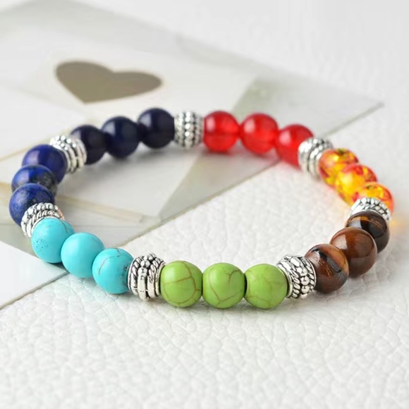 🦋 3/$24 7 Chakras beaded rainbow bracelet 🌈 / NWOT - Picture 7 of 7